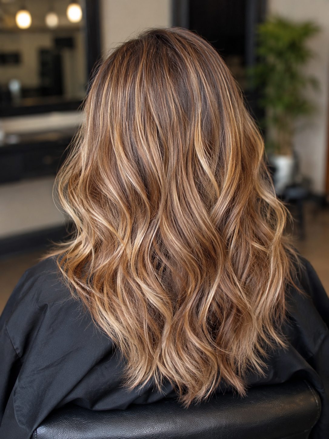 Caramel balayage with soft beach waves